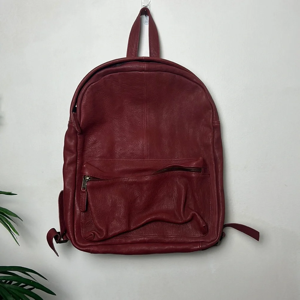CNP Cut N Paste Genuine Leather Red Book bag Backpack